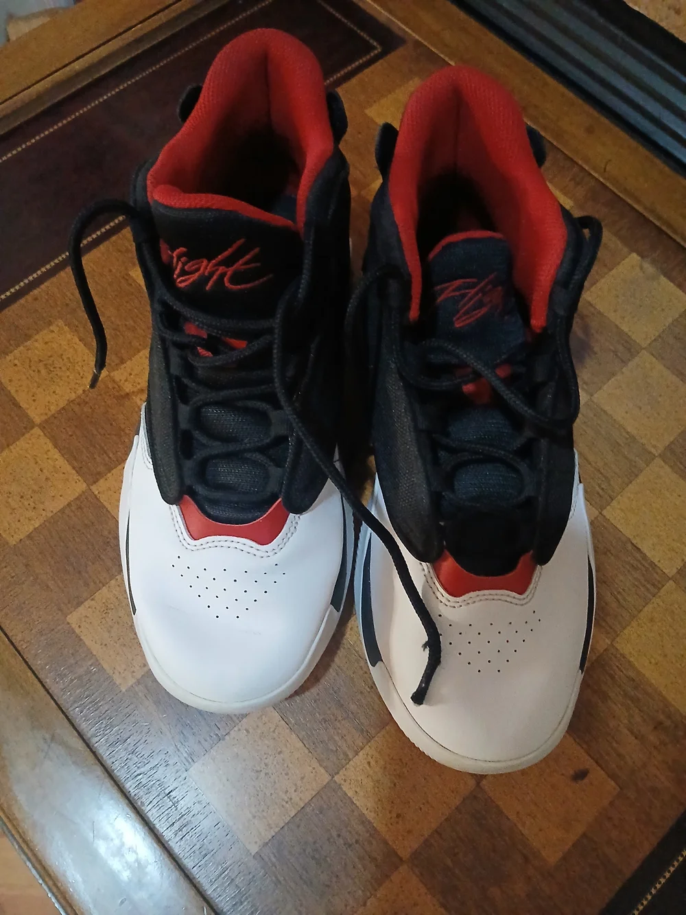 Jordan Kids White, Black & Red High-Top Basketball Sneakers